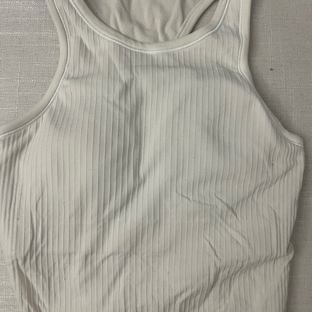 Lululemon Athletica Cream Ribbed Sleeveless Crop Top